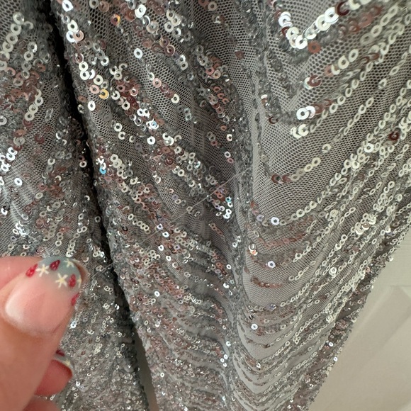 Lulus Outstanding Glow Silver Sequin Sleeveless Straight Leg Jumpsuit Small - Picture 15 of 16